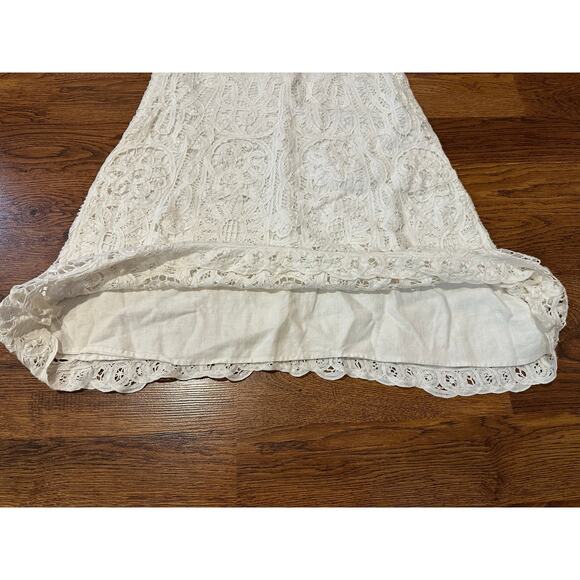 Banana Republic Women's Cotton Blend Scalloped Lace Overlay Midi Skirt White  6 - Picture 3 of 8